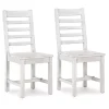 Whitewashed Wood Farmhouse Dining Chairs, Set of 2
