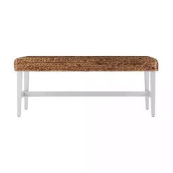 Wiley Woven Hyacinth Bench with White Base