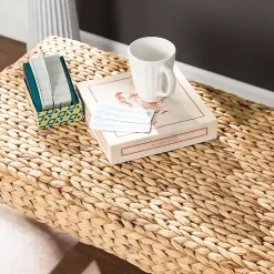 Wiley Woven Hyacinth Bench with White Base