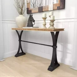 Wood & Metal Trestle Base Console Table