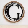 Wood and Metal Laurel Monogram G Plaque