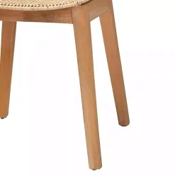 Wood and Rattan Flared Dining Chairs, Set of 2