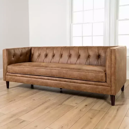 Wyatt Chester Faux Leather Formal Sofa