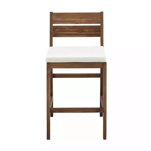 Acacia Slat Back Outdoor Counter Stools, Set of 2