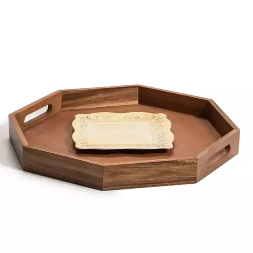 Acacia Wood Octagon Serving Tray, 17 in.