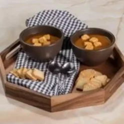 Acacia Wood Octagon Serving Tray, 17 in.