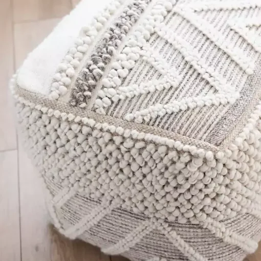 Adele Neutral Hand Knotted Pouf