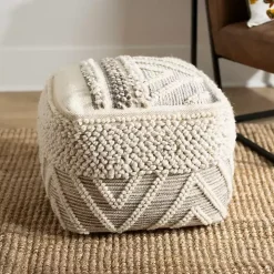 Adele Neutral Hand Knotted Pouf