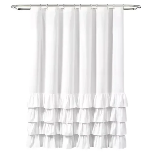 Allison White Ruffle Shower Curtain