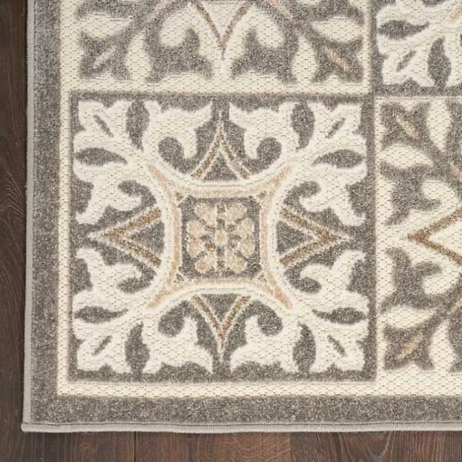 Aloha Ivory Geometric Indoor/Outdoor Area Rug, 6x9