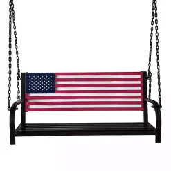 American Flag Metal Bench Swing