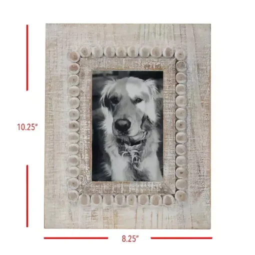 Antique White Wood Beaded Picture Frame, 4x6