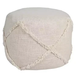Beige Diamond Tufted Pouf