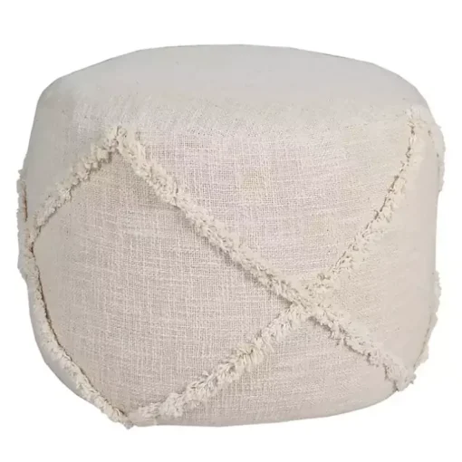 Beige Diamond Tufted Pouf