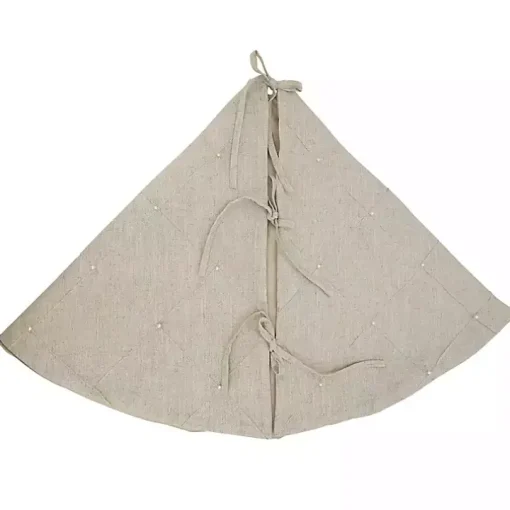 Beige Linen Diamond Stitched Tree Skirt