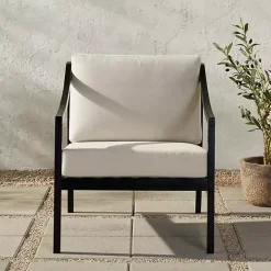 Black Acacia Wood Outdoor Club Chair