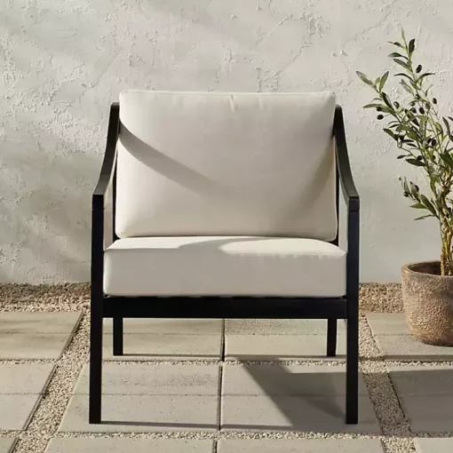 Black Acacia Wood Outdoor Club Chair