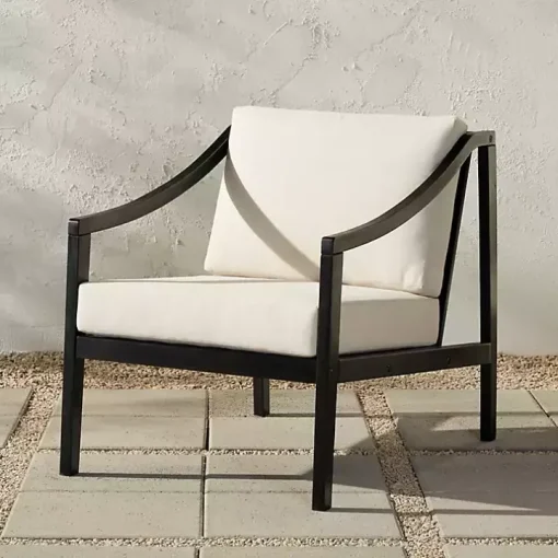 Black Acacia Wood Outdoor Club Chair