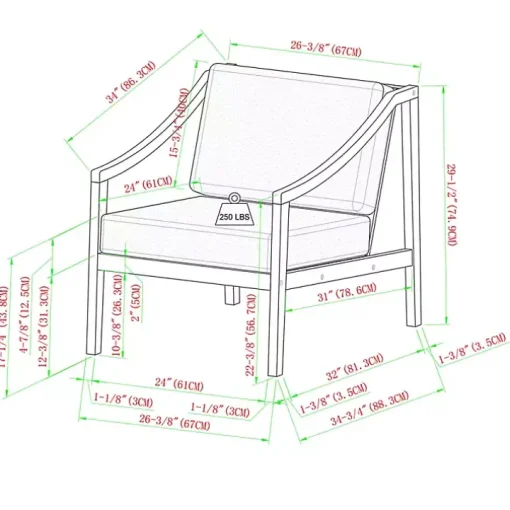 Black Acacia Wood Outdoor Club Chair