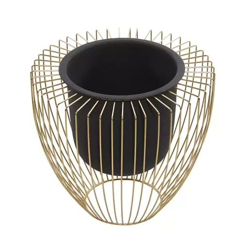 Black and Gold Open Frame Planters, Set of 2