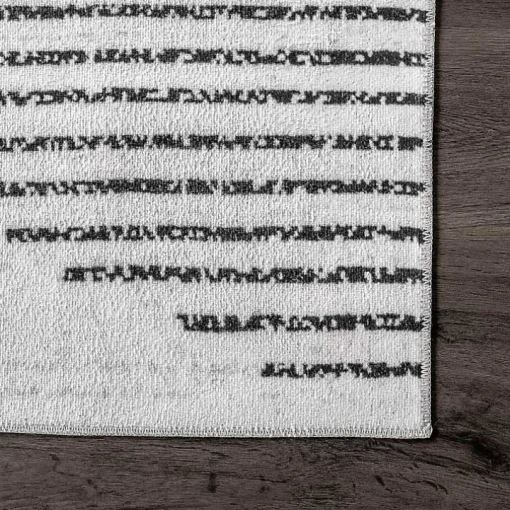 Black and Ivory Diamond Washable Area Rug, 3x5
