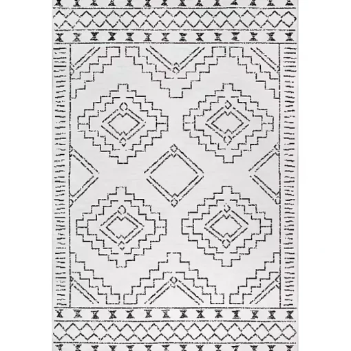 Black and Ivory Moroccan Washable Area Rug, 3x5