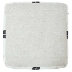 Black and Ivory Textured Plaid Pouf