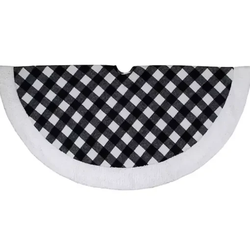 Black and White Buffalo Check Sherpa Tree Skirt