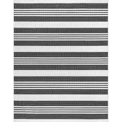 Black and White Striped Washable Area Rug, 3x5