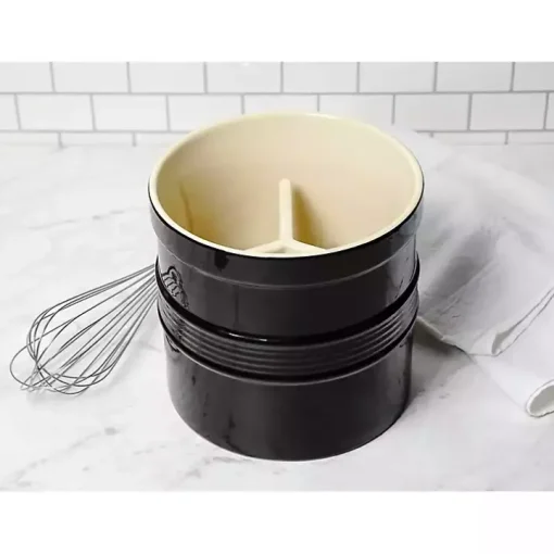 Black Ceramic Oversized Crock with Divider