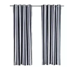 Black Coastal Stripe Outdoor Curtain Panel, 84 in.