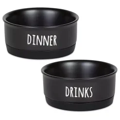 Black Dinner & Drinks 2-pc. Pet Bowl Set, 4 in.