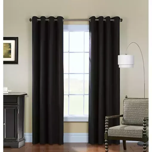 Black Faux Suede Blackout Curtain Panel, 108 in.