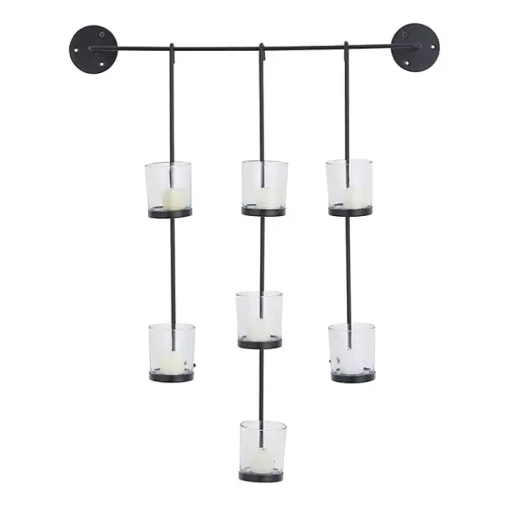 Black Hanging Glass Votive Wall Plaque
