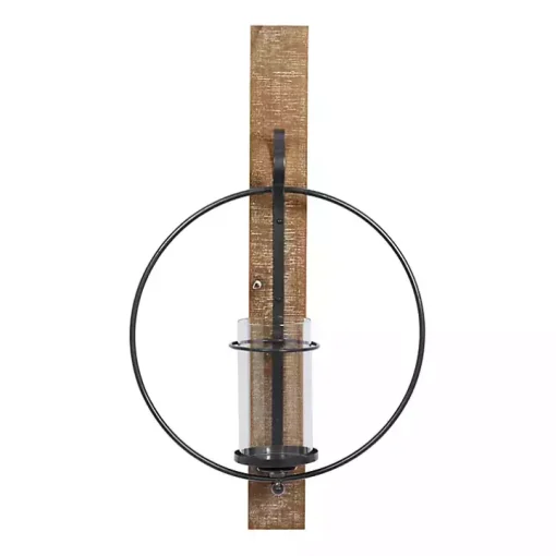 Black Hoop Glass Sleeve Wall Sconce, 28 in.