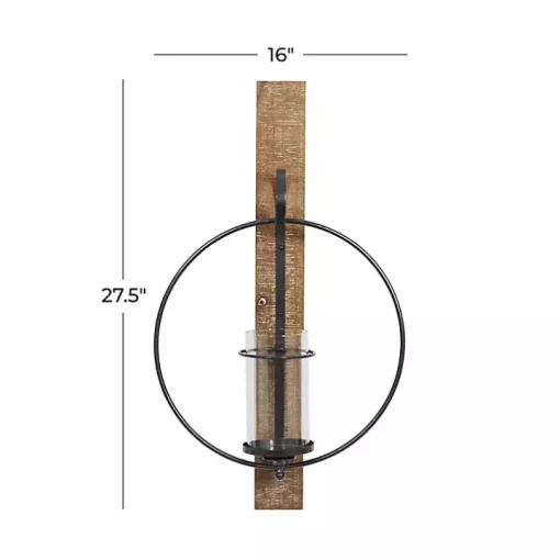 Black Hoop Glass Sleeve Wall Sconce, 28 in.