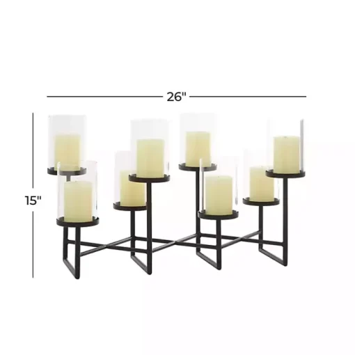 Black Metal Multi Level Candelabra Runner