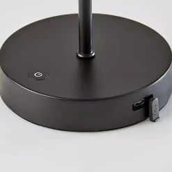Black Metal Scalloped Shade Cordless Table Lamp