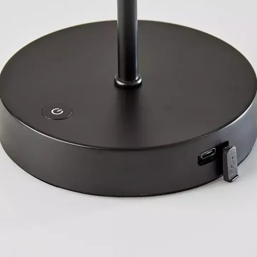 Black Metal Scalloped Shade Cordless Table Lamp