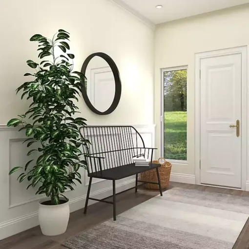 Black Metal Slatted Back Outdoor Bench