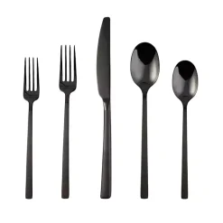 Black Mirrored Steel 20-pc. Flatware Set