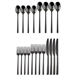 Black Mirrored Steel 20-pc. Flatware Set