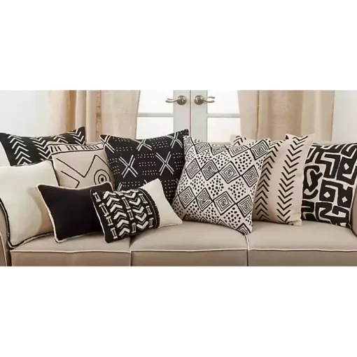 Black Mudcloth Cotton Throw Pillow