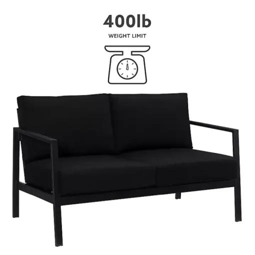 Black Sunbrella Cushions Holland Outdoor Loveseat