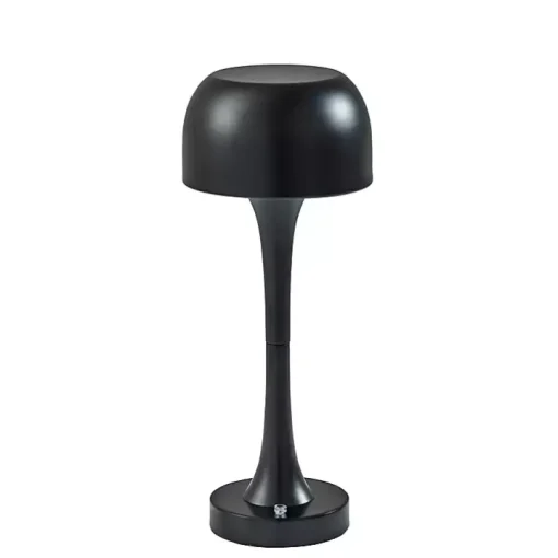 Black Tapered Dome Frosted Light Cordless Lamp