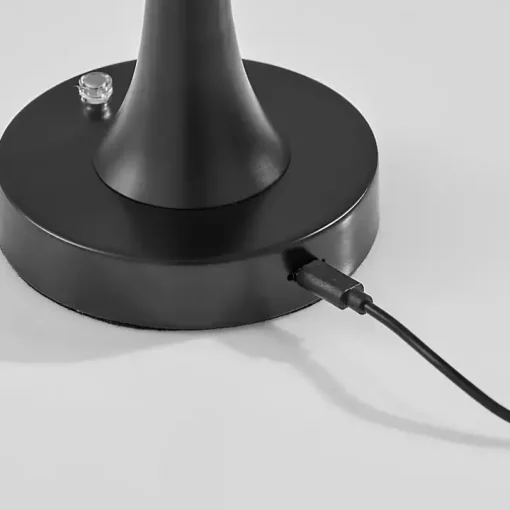 Black Tapered Dome Frosted Light Cordless Lamp