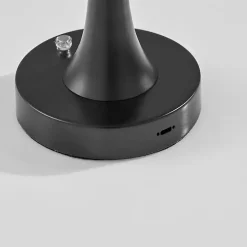 Black Tapered Dome Frosted Light Cordless Lamp