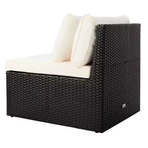 Black Wicker Chaises with Ottoman, Set of 2