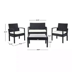 Black Wicker Frame 4-pc. Outdoor Living Set