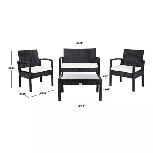 Black Wicker Frame 4-pc. Outdoor Living Set